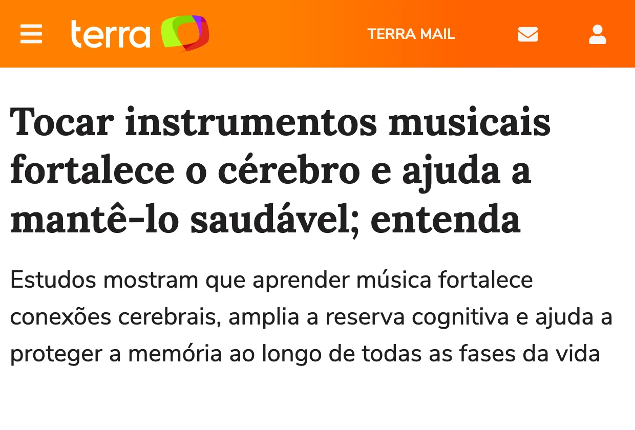 Terra: “Tocar instrumentos musicais fortalece o cérebro e ajuda a mantê-lo saudável; entenda”