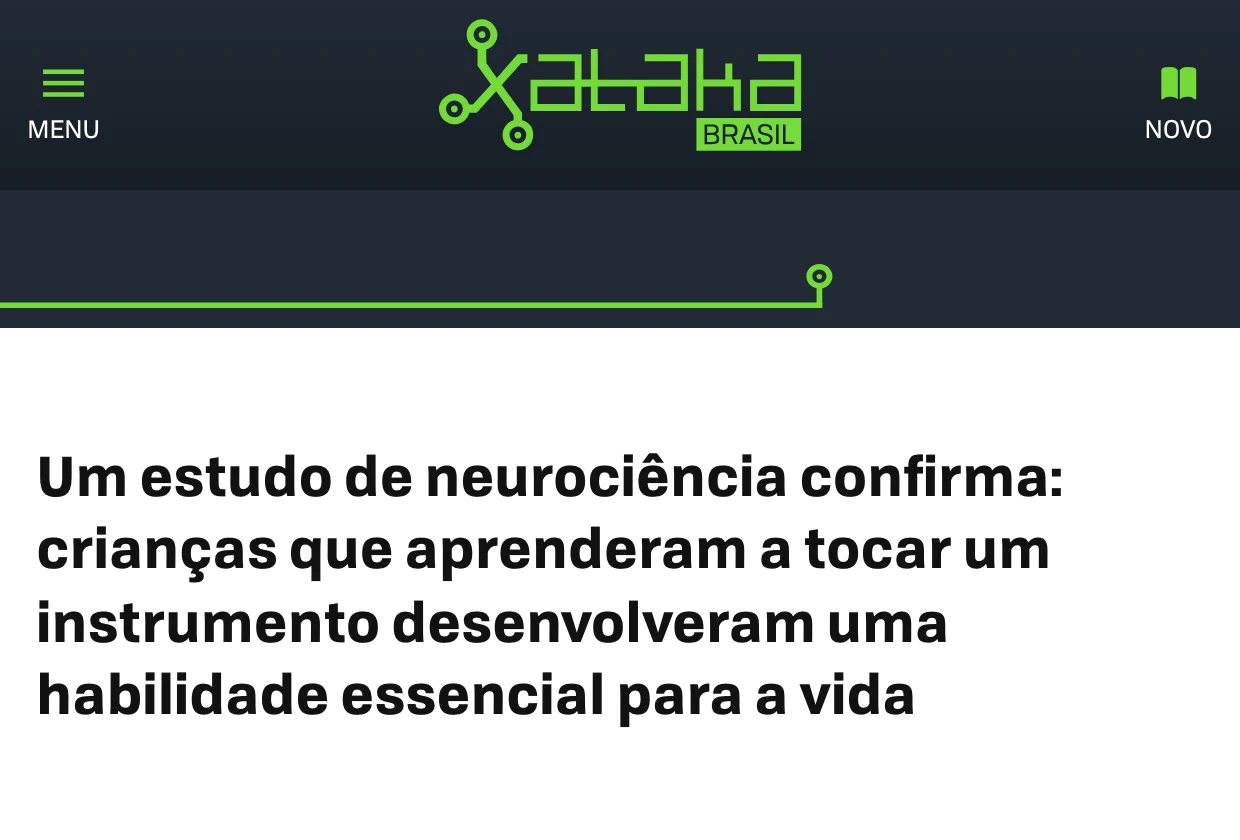Xataka Brasil: “Um estudo de neurociência confirma: crianças que aprenderam a tocar um instrumento desenvolveram uma habilidade essencial para a vida”